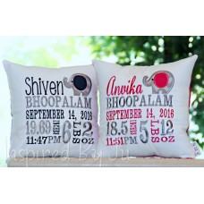 IBJ Boy Elephant - Birth Announcement Pillow